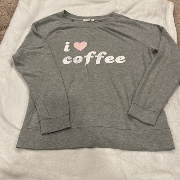 Grayson Threads Women’s Large I Love Coffee Graphic Pullover Sweater Gray - Picture 2 of 4